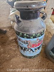 MaxSold Auction: Pair of Large Hand-Painted Metal Milk Cans with Lids - Elizabethtown-Kitley (Ontario, Canada) PARTNER MANAGED Estate Sale Online Auction - Rocksprings Road
