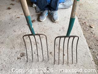 MaxSold Auction: Pair of Long Wood-Handled Garden Forks - Elizabethtown-Kitley (Ontario, Canada) PARTNER MANAGED Estate Sale Online Auction - Rocksprings Road