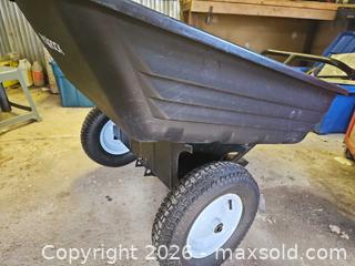 MaxSold Auction: Red A Rock Garden Dump Cart with Plastic Bed & Steel Frame - Elizabethtown-Kitley (Ontario, Canada) PARTNER MANAGED Estate Sale Online Auction - Rocksprings Road