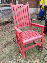 MaxSold Auction: Red Recycled Plastic Rocking Chair - Outdoor/Patio - Elizabethtown-Kitley (Ontario, Canada) PARTNER MANAGED Estate Sale Online Auction - Rocksprings Road