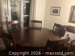 MaxSold Auction: Round Mahogany Cherry Wood Bar/Pub Table Set with 5 Chairs - Elizabethtown-Kitley (Ontario, Canada) PARTNER MANAGED Estate Sale Online Auction - Rocksprings Road