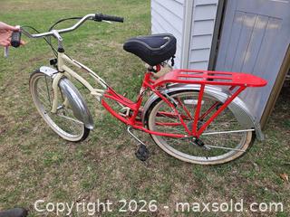 MaxSold Auction: Schwinn Cruiser Bicycle 26-inch Red & Cream Single Speed - Elizabethtown-Kitley (Ontario, Canada) PARTNER MANAGED Estate Sale Online Auction - Rocksprings Road