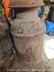 MaxSold Auction: Three Vintage Steel Milk Cans, 18–24 in. - Elizabethtown-Kitley (Ontario, Canada) PARTNER MANAGED Estate Sale Online Auction - Rocksprings Road