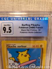 MaxSold Auction: Pikachu Black Star Promo (Surfing Pikachu) French Trading Card - Toronto (Ontario, Canada) SELLER MANAGED Downsizing Online Auction - Rutland Street