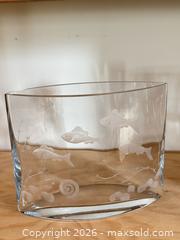 MaxSold Auction: Clear Etched Glass Rectangular Curved Medium Vase - Ogden (New York, USA) SELLER MANAGED Downsizing Online Auction - Village Hill Drive