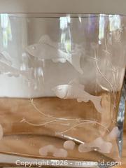 MaxSold Auction: Clear Etched Glass Rectangular Curved Medium Vase - Ogden (New York, USA) SELLER MANAGED Downsizing Online Auction - Village Hill Drive
