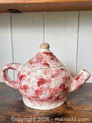 MaxSold Auction: Handmade White and Red Speckled Ceramic Teapot with Lid - Ogden (New York, USA) SELLER MANAGED Downsizing Online Auction - Village Hill Drive