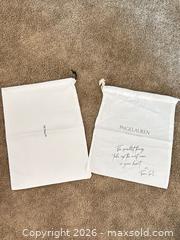 MaxSold Auction: Two White Cotton Drawstring Dust Bags — Paige Lauren & Vince - Ogden (New York, USA) SELLER MANAGED Downsizing Online Auction - Village Hill Drive