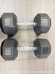 MaxSold Auction: Ignite (SPRI) 35 lb Rubber Coated Dumbbell Pair - East Brunswick (New Jersey, USA) SELLER MANAGED Reseller Online Auction - Tices Lane