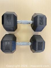 MaxSold Auction: Pair of 40 lb Rubber-Coated Dumbbells with Chrome Knurled Handles - East Brunswick (New Jersey, USA) SELLER MANAGED Reseller Online Auction - Tices Lane