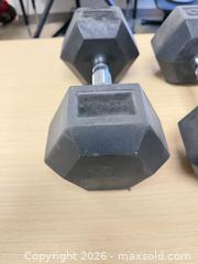 MaxSold Auction: Pair of 40 lb Rubber-Coated Dumbbells with Chrome Knurled Handles - East Brunswick (New Jersey, USA) SELLER MANAGED Reseller Online Auction - Tices Lane