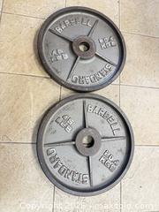 MaxSold Auction: Pair of 45 lb Olympic Cast Iron Weight Plates - East Brunswick (New Jersey, USA) SELLER MANAGED Reseller Online Auction - Tices Lane