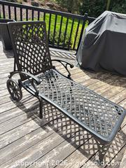 MaxSold Auction: Black Wrought Iron Chaise Lounge with Wheels and Adjustable Back - Kitchener (Ontario, Canada) SELLER MANAGED Downsizing Online Auction - Templeton Drive
