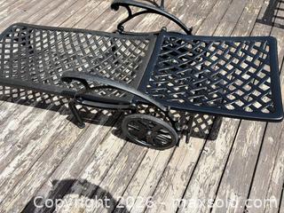 MaxSold Auction: Black Wrought Iron Chaise Lounge with Wheels and Adjustable Back - Kitchener (Ontario, Canada) SELLER MANAGED Downsizing Online Auction - Templeton Drive