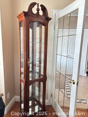 MaxSold Auction: Cherry Wood Curio Cabinet with Glass Doors & Mirrored Back - Kitchener (Ontario, Canada) SELLER MANAGED Downsizing Online Auction - Templeton Drive