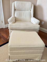MaxSold Auction: Ivory Upholstered Wingback Armchair with Ottoman - Kitchener (Ontario, Canada) SELLER MANAGED Downsizing Online Auction - Templeton Drive