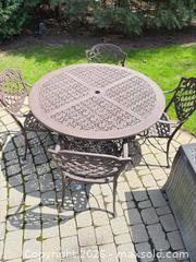 MaxSold Auction: Wrought Iron Outdoor Dining Set with Round Table, Seats 4 - Kitchener (Ontario, Canada) SELLER MANAGED Downsizing Online Auction - Templeton Drive