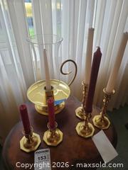 MaxSold Auction: Baldwin Brass Candlestick Hurricane Candle Holders A - East Vincent Township (Pennsylvania, USA) Downsizing Online Auction - Sheeder Road