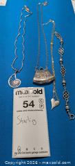 MaxSold Auction: Lot of 4 Sterling Silver (.925) Vintage Necklace, Bracelet, Pendant - East Vincent Township (Pennsylvania, USA) Downsizing Online Auction - Sheeder Road