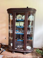 MaxSold Auction: Vintage Wood Curved Glass China/Curio Cabinet C - East Vincent Township (Pennsylvania, USA) Downsizing Online Auction - Sheeder Road