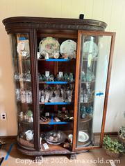 MaxSold Auction: Vintage Wood Curved Glass China/Curio Cabinet C - East Vincent Township (Pennsylvania, USA) Downsizing Online Auction - Sheeder Road
