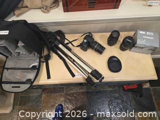MaxSold Auction: Sony Alpha 100 DSLR with Tamron & Sigma Zoom Lenses, Tripod, Bag - Commerce City (Colorado, USA) SELLER MANAGED Estate Sale Online Auction - E. 99th Avenue