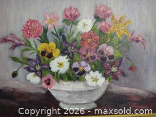 MaxSold Auction: ORIGINAL FLOWERS IN VASE PAINTING, BONUS PAINTING ON BACK - Ajax (Ontario, Canada) SELLER MANAGED Downsizing Online Auction - Noake Crescent