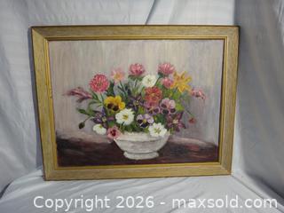 MaxSold Auction: ORIGINAL FLOWERS IN VASE PAINTING, BONUS PAINTING ON BACK - Ajax (Ontario, Canada) SELLER MANAGED Downsizing Online Auction - Noake Crescent