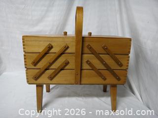 MaxSold Auction: VINTAGE WOOD  CANTILEVER SEWING / CRAFT BOX - Ajax (Ontario, Canada) SELLER MANAGED Downsizing Online Auction - Noake Crescent