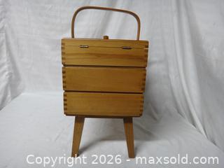 MaxSold Auction: VINTAGE WOOD  CANTILEVER SEWING / CRAFT BOX - Ajax (Ontario, Canada) SELLER MANAGED Downsizing Online Auction - Noake Crescent