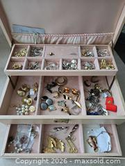 MaxSold Auction: Vintage Mele Jewelry Box w Key Filled Costume Jewelry Lot Earrings Rings - Vancouver (British Columbia, Canada) SELLER MANAGED Reseller Online Auction - Nanaimo Street (CONDO)