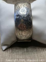 MaxSold Auction: Vintage SMIBO Sterling Silver Engraved Bangle Bracelet Hinged - Vancouver (British Columbia, Canada) SELLER MANAGED Reseller Online Auction - Nanaimo Street (CONDO)