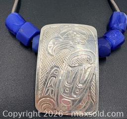 MaxSold Auction: 925 Sterling Silver Don Lancaster Northwest Coast Indigenous Necklace w Trade Beads  - Esquimalt (British Columbia, Canada) PARTNER MANAGED Reseller Online Auction - Lampson Street
