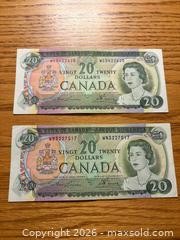MaxSold Auction: (2) 1969 Canada $20 dollar bill - Kingston (Ontario, Canada) SELLER MANAGED Downsizing Online Auction - Juniper Drive