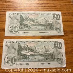 MaxSold Auction: (2) 1979 Canada $20 dollar bills - Kingston (Ontario, Canada) SELLER MANAGED Downsizing Online Auction - Juniper Drive