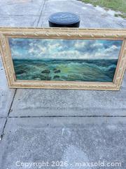 MaxSold Auction: Framed Oil on Canvas Seascape Painting, Panoramic Landscape - Polk City (Florida, USA) SELLER MANAGED Downsizing Online Auction - Conley Drive