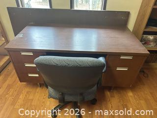 MaxSold Auction: Brown Modern Office Desk with Chair and Multiple Drawers - Water Valley (Alberta, Canada) PARTNER MANAGED Moving Online Auction - Range Road 52
