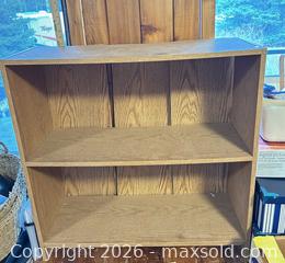 MaxSold Auction: Brown Oak-Tone Engineered Wood Bookcase, 2 Shelves, 3 Compartments - Water Valley (Alberta, Canada) PARTNER MANAGED Moving Online Auction - Range Road 52