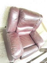MaxSold Auction: Leather Burgundy/Wine Recliner Chair - Manual Rocker - Water Valley (Alberta, Canada) PARTNER MANAGED Moving Online Auction - Range Road 52