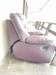 MaxSold Auction: Leather Burgundy/Wine Recliner Chair - Manual Rocker - Water Valley (Alberta, Canada) PARTNER MANAGED Moving Online Auction - Range Road 52