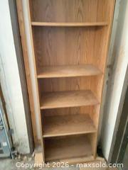 MaxSold Auction: Tall Oak Finish Bookcase / Bookshelf, 5 Fixed Shelves - Water Valley (Alberta, Canada) PARTNER MANAGED Moving Online Auction - Range Road 52