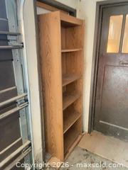 MaxSold Auction: Tall Oak Finish Bookcase / Bookshelf, 5 Fixed Shelves - Water Valley (Alberta, Canada) PARTNER MANAGED Moving Online Auction - Range Road 52