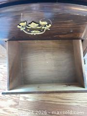 MaxSold Auction: Traditional Dark Brown Veneer Nightstand with 2 Drawers - Water Valley (Alberta, Canada) PARTNER MANAGED Moving Online Auction - Range Road 52