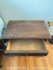 MaxSold Auction: Traditional Dark Brown Wood Veneer Nightstand with Drawer & Cabinet - Water Valley (Alberta, Canada) PARTNER MANAGED Moving Online Auction - Range Road 52