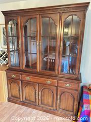 MaxSold Auction: Two-Piece Mahogany Cherry China Cabinet Hutch with Lighting - Water Valley (Alberta, Canada) PARTNER MANAGED Moving Online Auction - Range Road 52