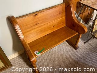MaxSold Auction: Handcrafted Wooden Bench with Carved Sides and Turned Legs - Kingston (Ontario, Canada) PARTNER MANAGED Downsizing Online Auction - Sunnyside Road