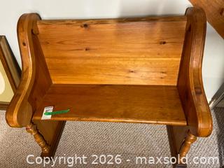 MaxSold Auction: Handcrafted Wooden Bench with Carved Sides and Turned Legs - Kingston (Ontario, Canada) PARTNER MANAGED Downsizing Online Auction - Sunnyside Road