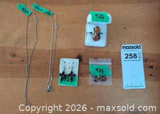MaxSold Auction: Sterling Silver Jewelry Pieces with Amber and Gemstones - Kingston (Ontario, Canada) PARTNER MANAGED Downsizing Online Auction - Sunnyside Road