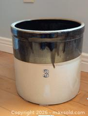 MaxSold Auction: Stoneware Crock With Black and White Finish and Number 3 Marking - Kingston (Ontario, Canada) PARTNER MANAGED Downsizing Online Auction - Sunnyside Road