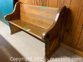 MaxSold Auction: Wooden Church Pew Bench with Decorative Side Panels - Kingston (Ontario, Canada) PARTNER MANAGED Downsizing Online Auction - Sunnyside Road